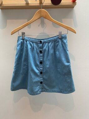 Rhythm Button-Front Light Blue Chambray Skirt